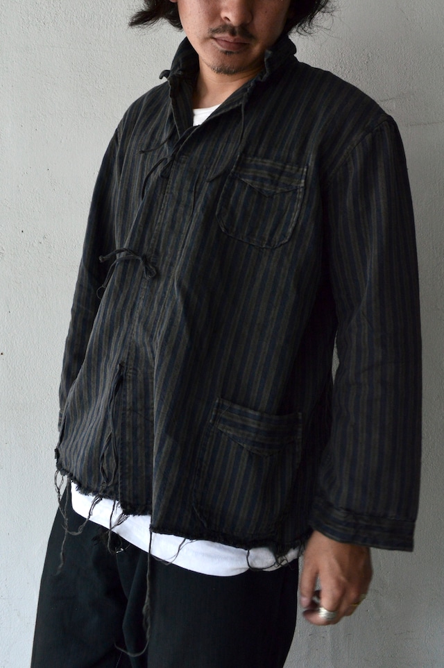 VENTITANK PROJECT Bulgarian Army 1950's-60's Dead Stock Custom Remade & Dyed Sumi Kuro Sleeping Shirt Jacket Type Navy Multi1 ブルガリア軍 スリーピングシャツ ジャケット 50s 黒染め