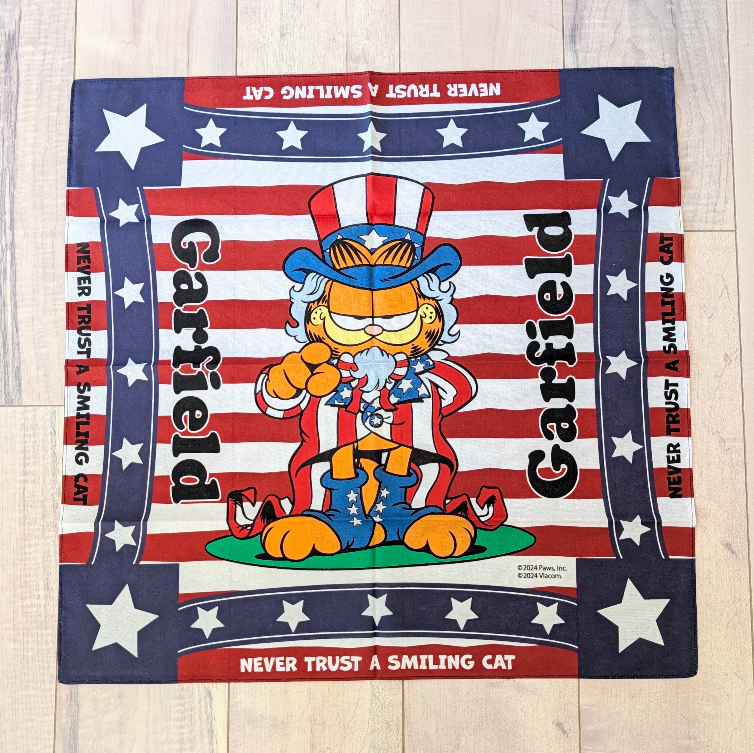 ✨️鞄などのアクセントにも✨️【 Garfield ( ガーフィールド ) 】『 アメリカン！ 』バンダナ / ランチクロス 〚アメリカン雑貨 アメトイ〛