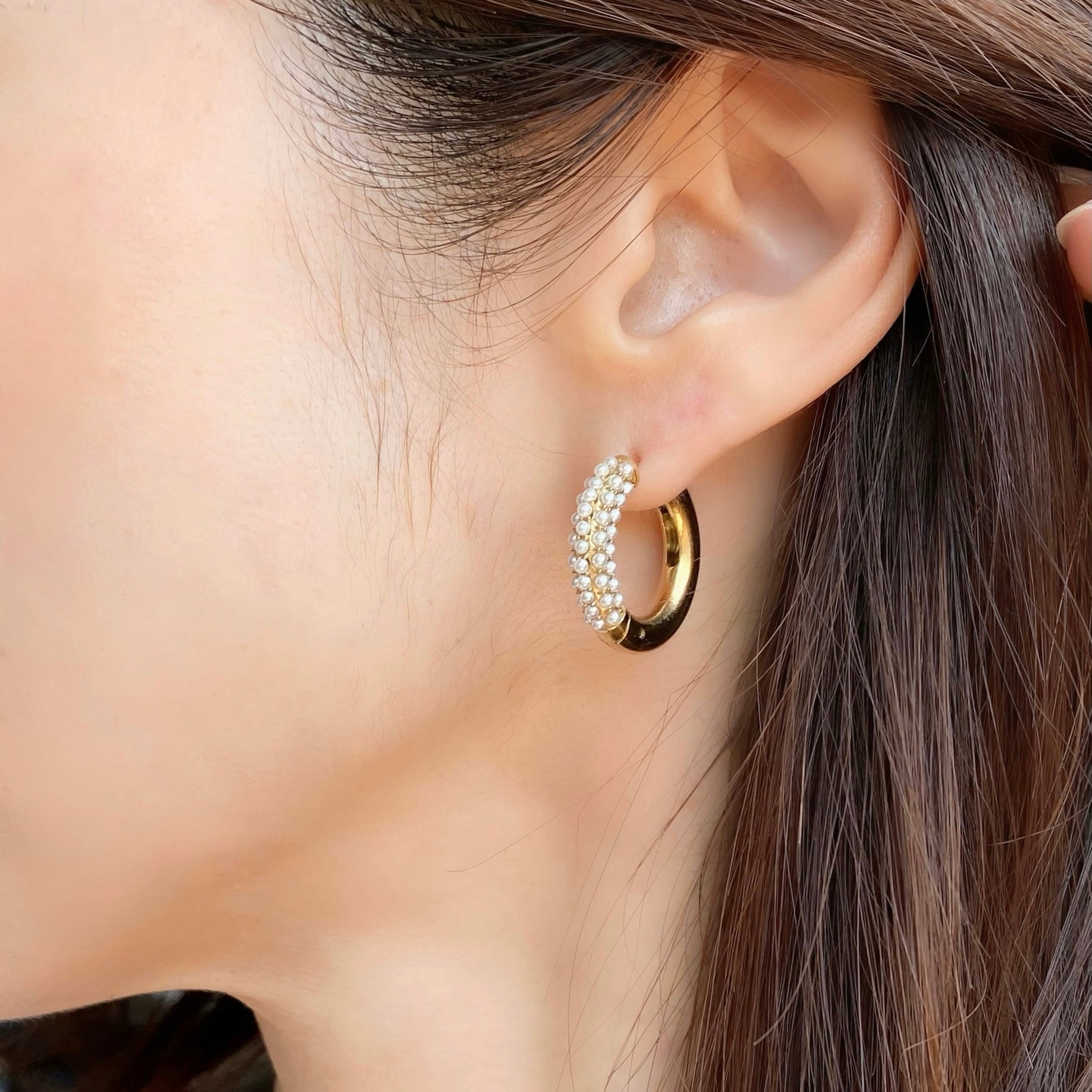 チャンキー パール フープ ピアス MP664 | emu