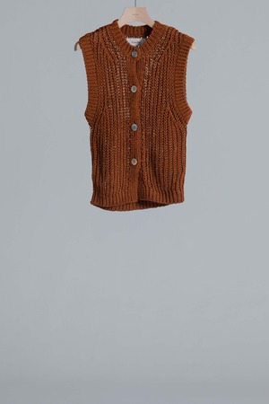 Mesh Knit Vest - Brown