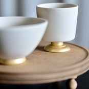 MUMCA 丸谷牧子 作 脚付ゴブレット 大 金彩 ホワイトGoblet White x Gold (1 個)/ 2104400000610