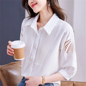 【送料無料】 トップス ブラウス 袖あり 半袖 七分丈袖 Vネック Aライン フレア プルオーバー プリーツ 透け感 シースルー レース 刺繍 薄手生地 かわいい 大人可愛い 大人女子 こなれ感 シンプル カジュアル 大人 上品 おしゃれ お洒落 ラフ コンサバ エレガント ガーリー 無地 夏 20代 30代 40代 女性用 レディース ママ デート お出かけ お茶会 女子会 休日 演奏会 授業参観 オフィス ビジネス OL 通勤 着回し プチプライス 普段使い オルチャン 韓国系 ファッション 着痩せ