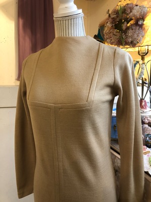 Vintage 60's beige knit jersey dress
