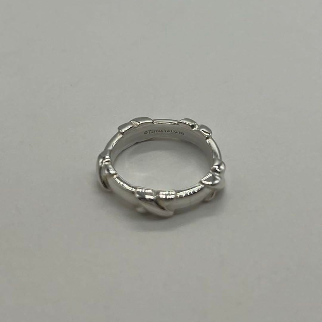 ティファニー TIFFANY シグネチャークロス ステッチリング 9号 希少