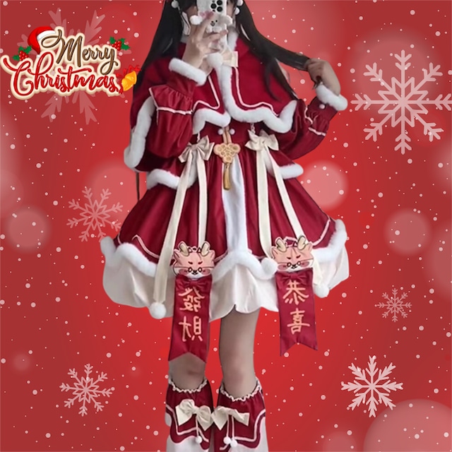ロリータファッション通販 SEASONZ クリスマス サンタクロース サンタレディ セットアップ 3点セット ガーリー 甘め ロマンティック ゆめかわ ロリータファッション lolita