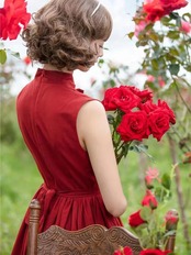 【0197】Retro Girly Flower Short Sleeve 2 Piece Set