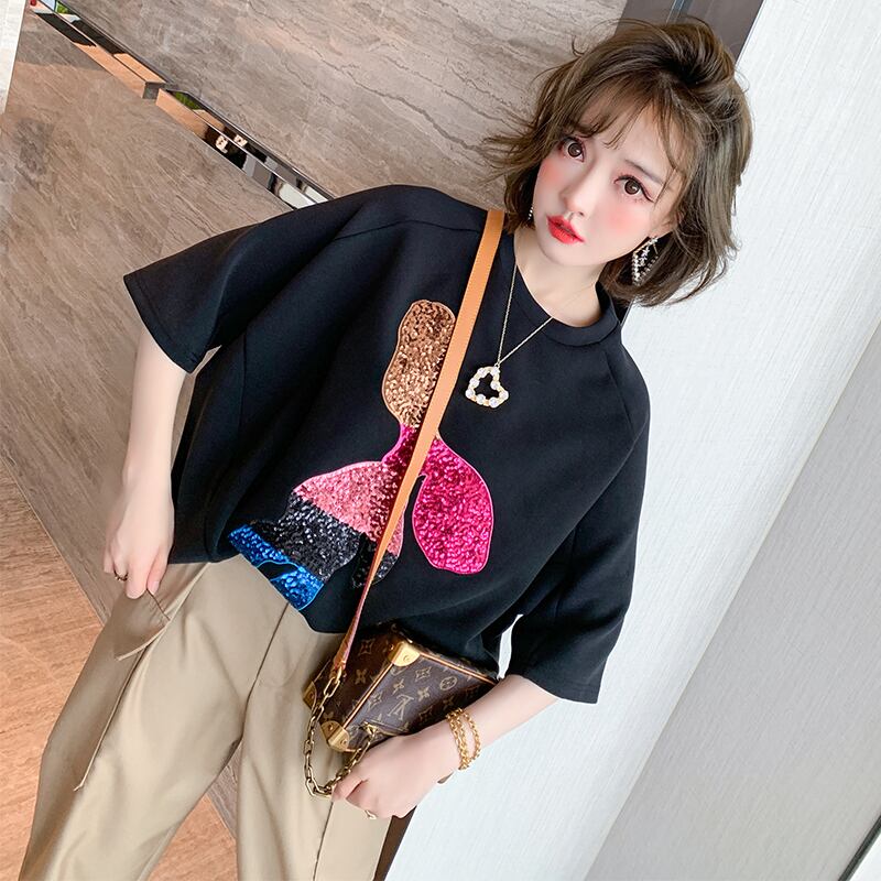 カラールーズ薄手ラウンドネックTシャツ スプリングサマー 春物 夏物 Oネック MIUCO27797126127