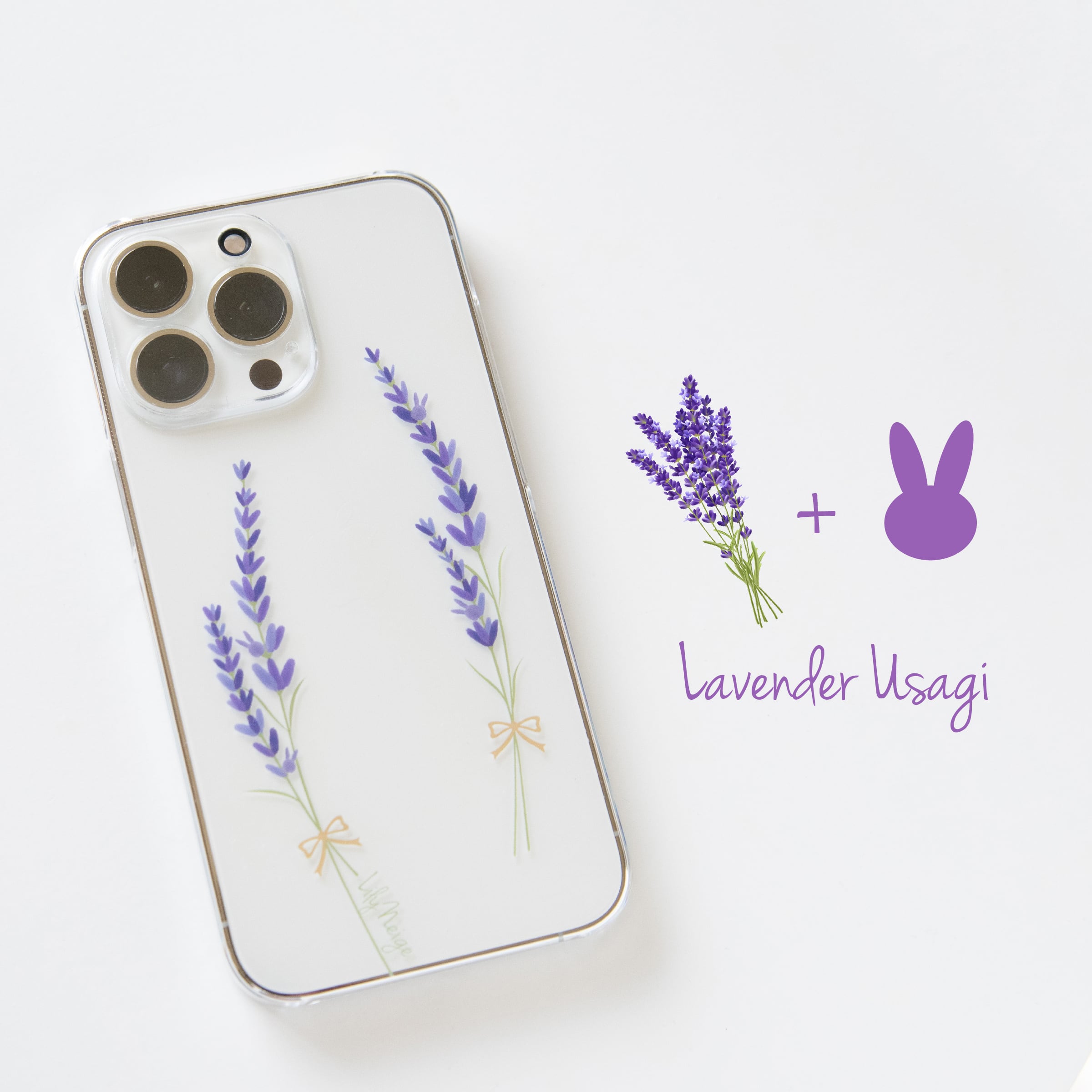 可愛い ラベンダーとウサギのスマホケース かわいい カワイイ らべんだ