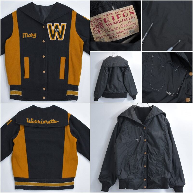 50's〜60's RIPON ヴィンテージ スタジャン ウール 袖レザー ボロ 50´s〜60´s RIPON ヴィンテージ スタジャン ウール 袖レザー ボロ