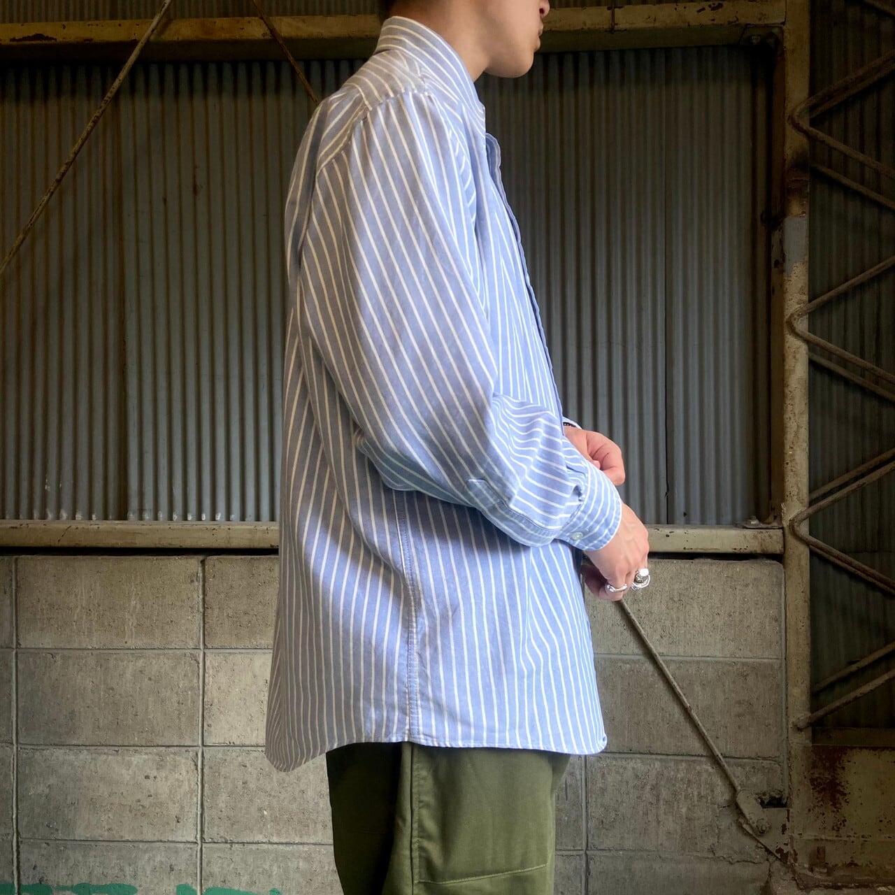 【希少‼︎】ラルフローレン 刺繍ロゴ 長袖 チノ BDシャツ サックスブルー