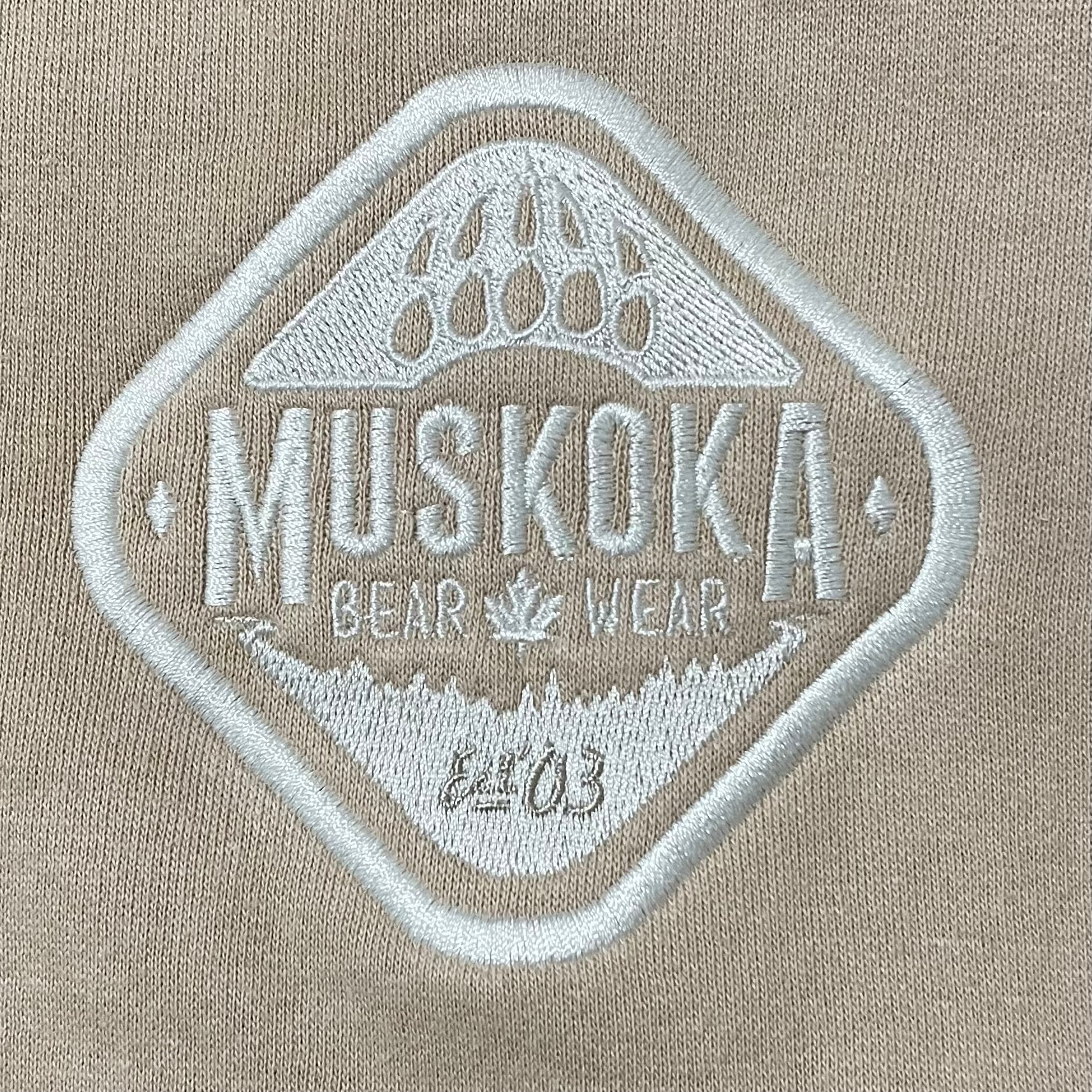 MUSKOKA BEAR GEAR】カナダ製 ハーフジップ スウェット 刺繍ロゴ ワン