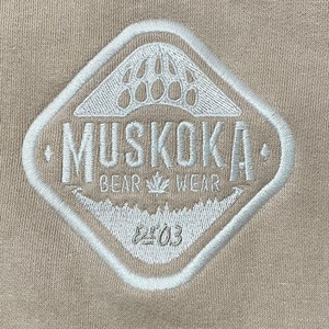 【MUSKOKA BEAR GEAR】カナダ製 ハーフジップ スウェット 刺繍ロゴ ワンポイントロゴ XL ビッグサイズ US古着