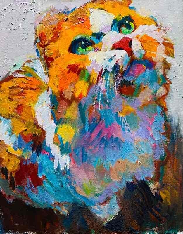 OIL COLOUR | 油彩画 #現代アート #犬 #猫
