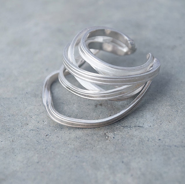 ribbon ring (L) silver