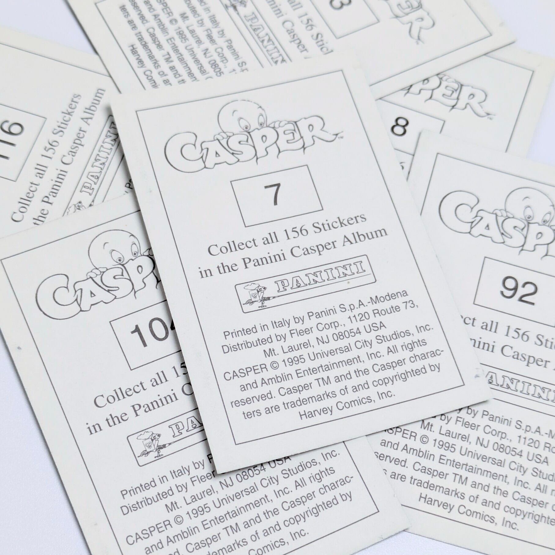送料無料！☆1995年製 PANINI【 Casper ( キャスパー )  6 Collectible Stickers 】 VINTAGE ステッカー単品 （1個=6STICKER）〚アメリカン雑貨 アメトイ〛