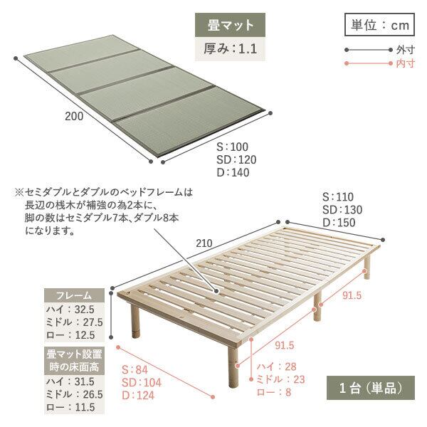 畳 ベッド ワイドキング260cm(SD+SD) ナチュラル 緑 双目織 畳 畳 ベッド ワイドキング260cm(SD+SD) ナチュラル 緑 双目織 畳