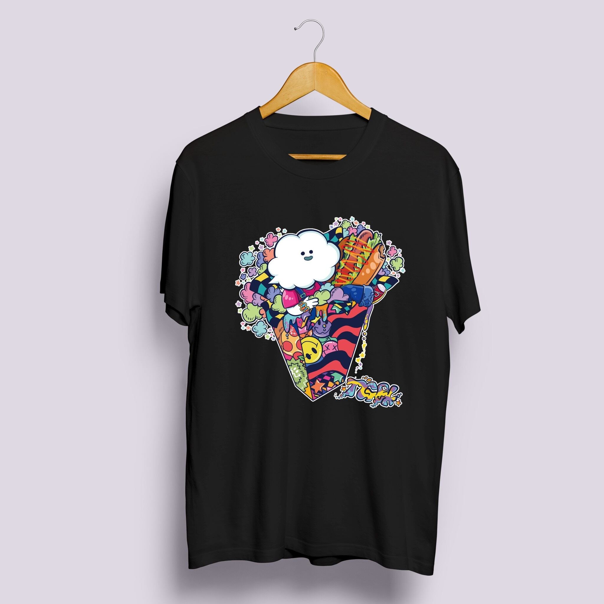 目指せブロードウェイ・バカバッカTシャツ - ポップコーン(Black)