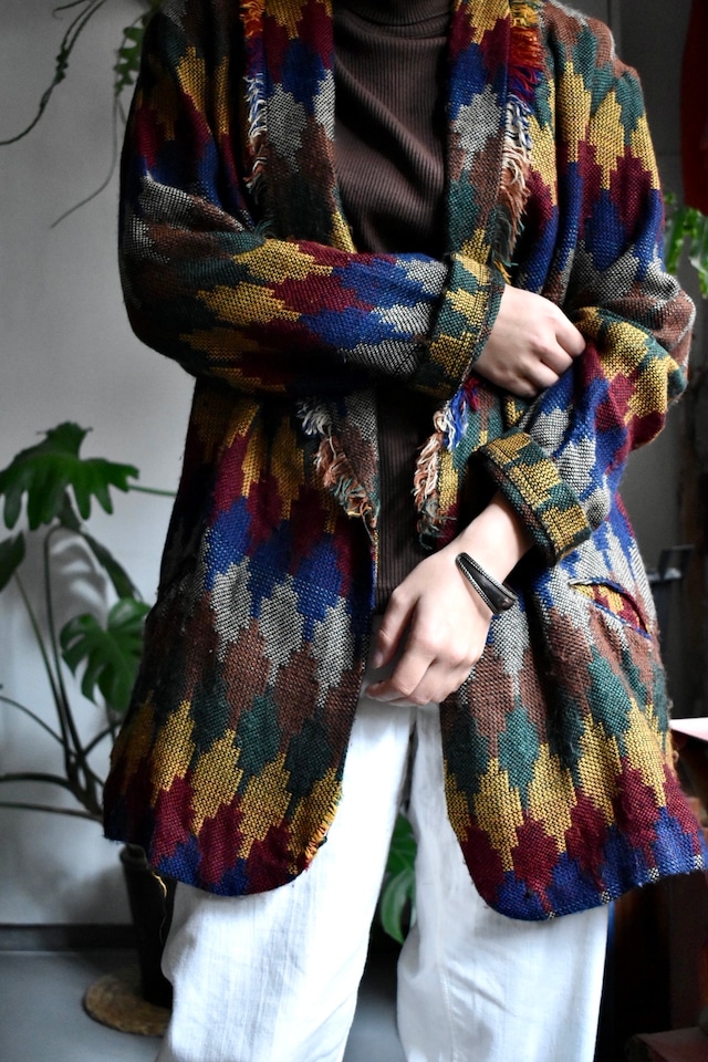 70‘s-vintage  “design fringe knit jkt“