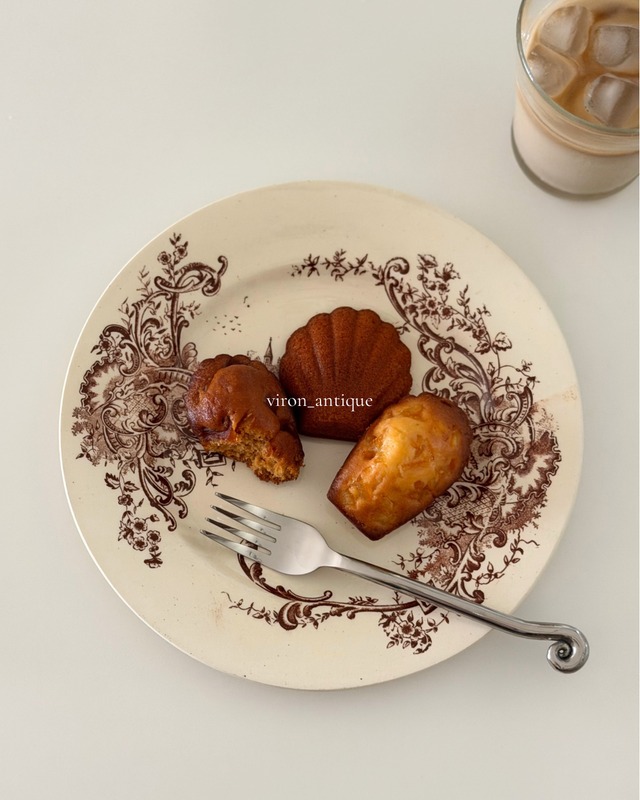 vintage french plate　/　ブラウンの風景プレート 　c
