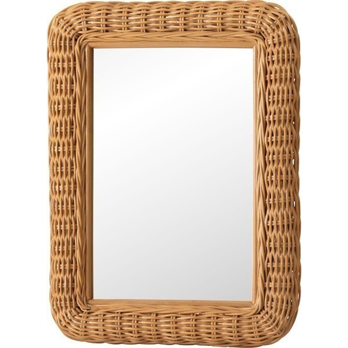ミラー MR-719 鏡 姿見 壁掛け ウォールミラー 角型 四角 ラタン 籐 シンプル おしゃれ ナチュラル リビング カフェ ショップ 店舗