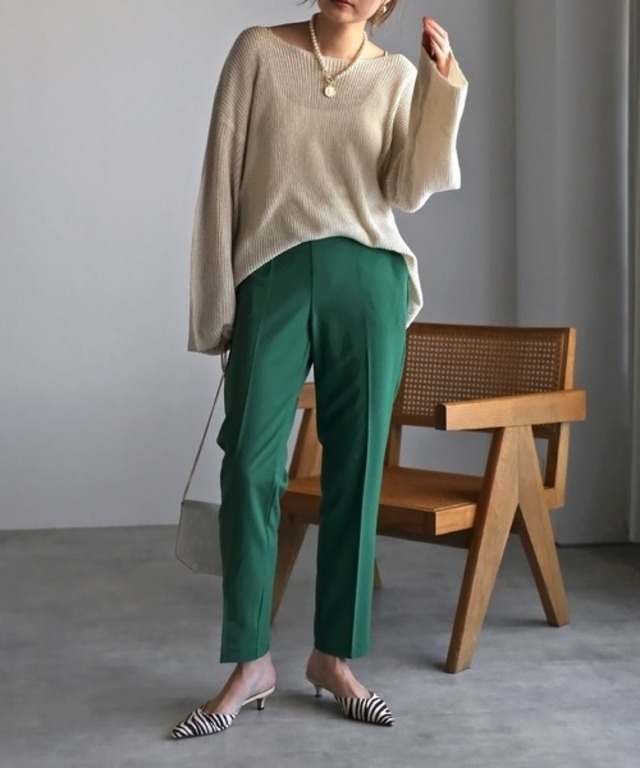 リネンライククルーネックニット