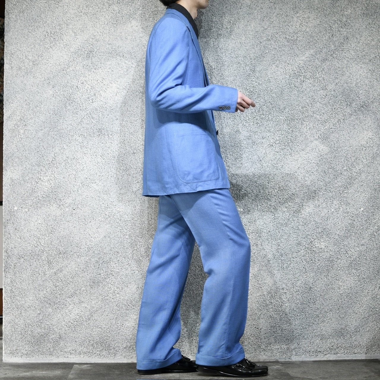 70's rayon set up light blue