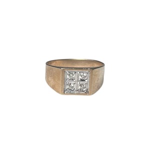 vintage c1979 9ct gold signet ring set with diamond
