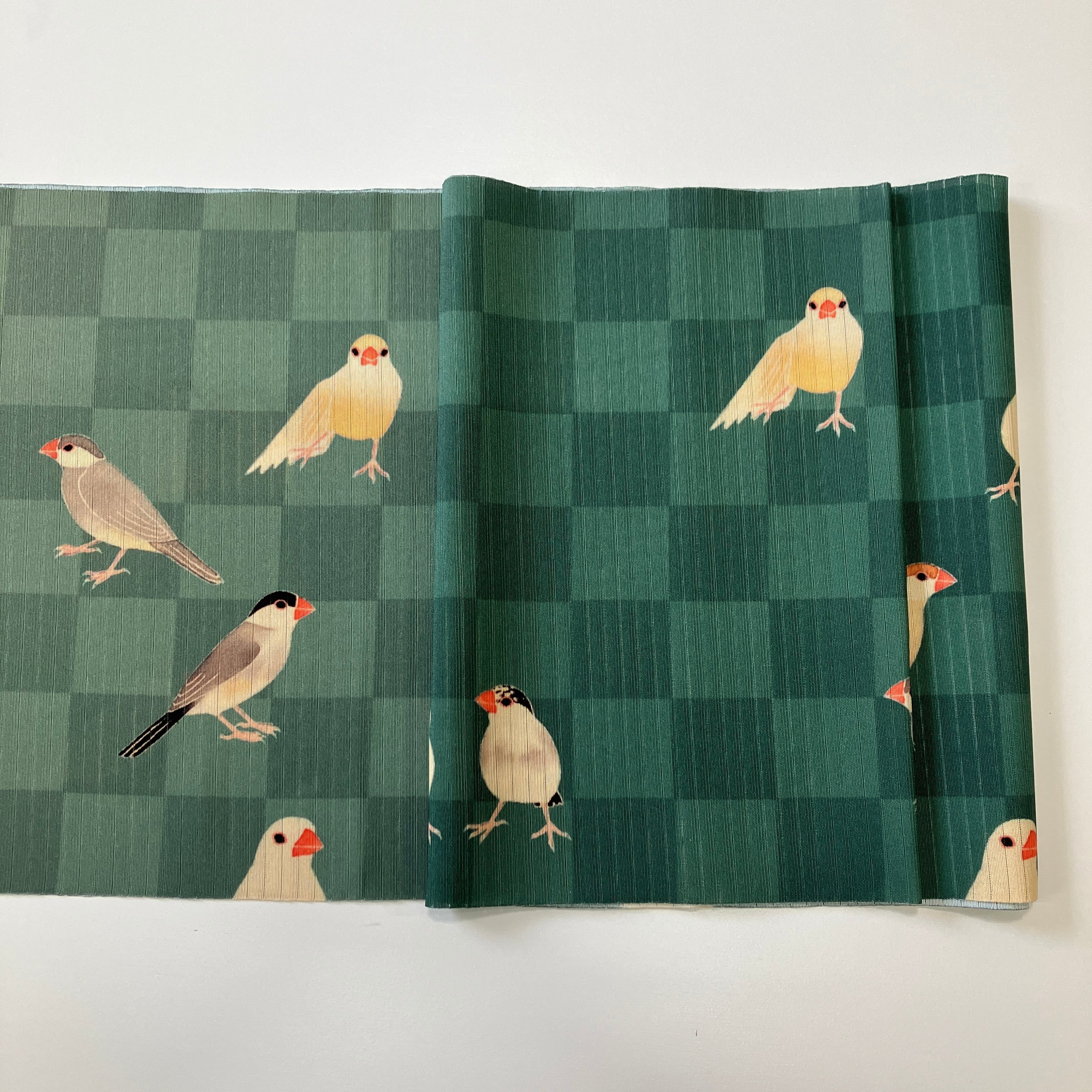 【夏物】some-pri 絽帯揚げストール「文鳥図鑑」