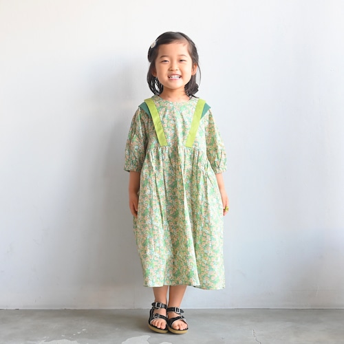 《eLfinFolk 2023SS》Retro flower dress / grass green