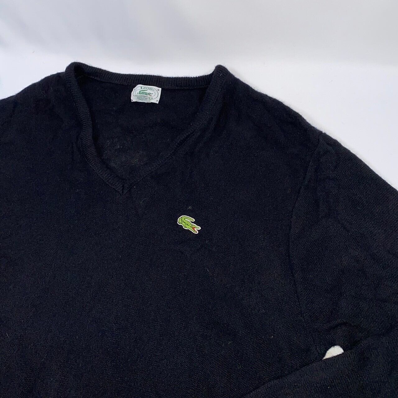 80s USA製 IZOD LACOSTE ワニ ワッペン アクリル Vネック ニット 