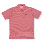 美品◆SRIXON スリクソン ボーダー ボタンダウン BD 半袖 ドライ ポロシャツ Mサイズ/赤×白/メンズ/スポーツ/ゴルフ