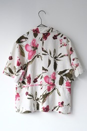 Botanical print tie-front shirt jacket