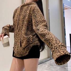 Leopard print hooded pullover　RW0474