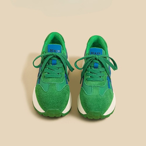 Mesh & Suede Combination Sneakers – 4 Colors GREEN  I25123