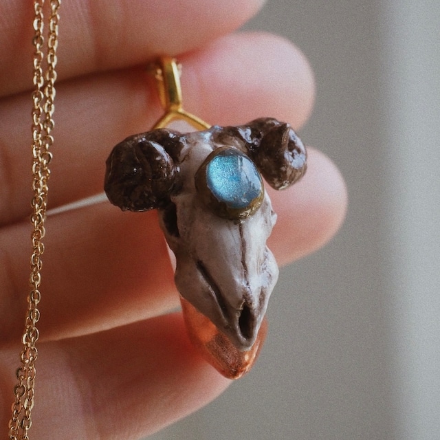 Sheep's necklace with colored bones　Starry night sky