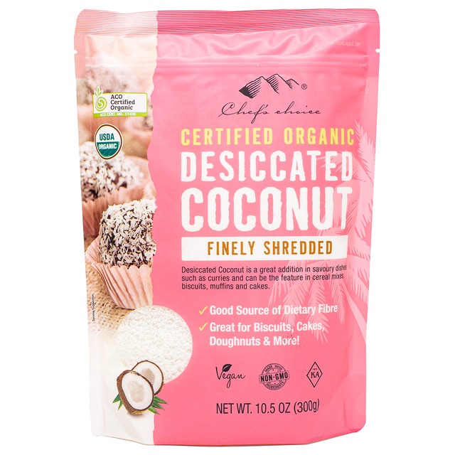 シェフズチョイス オーガニック ココナッツフレーク ファインタイプ 300g Organic Desiccated Coconut Flake 有機ココナッツ