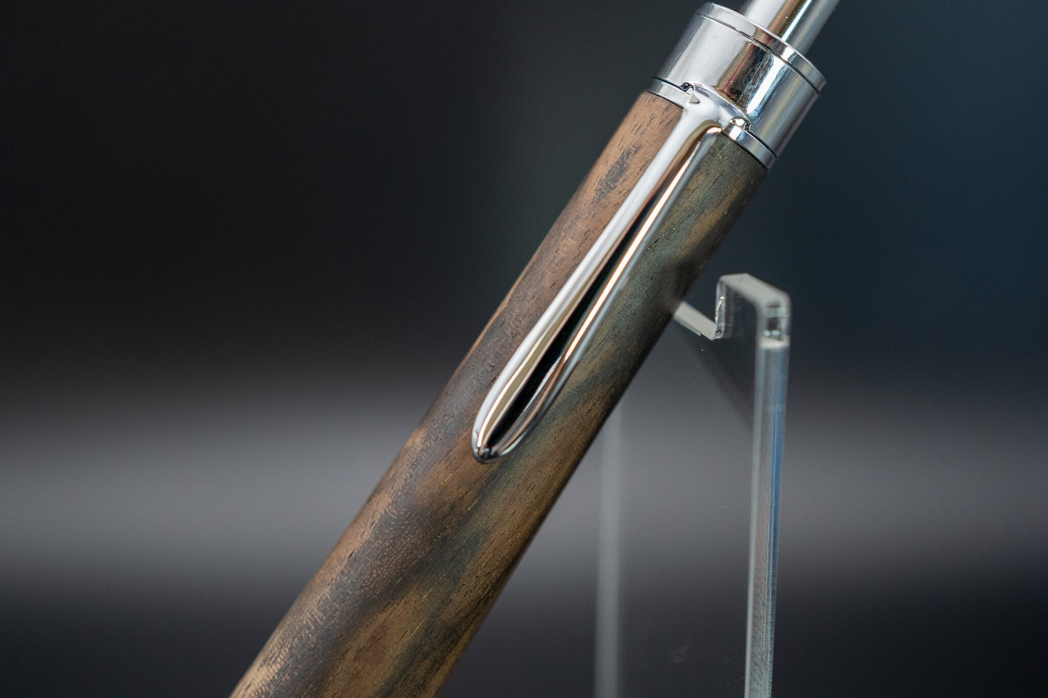 魅惑の黒い紋様】 黒柿孔雀杢 極上 silver BP | 木軸ペン工房 金杢犀