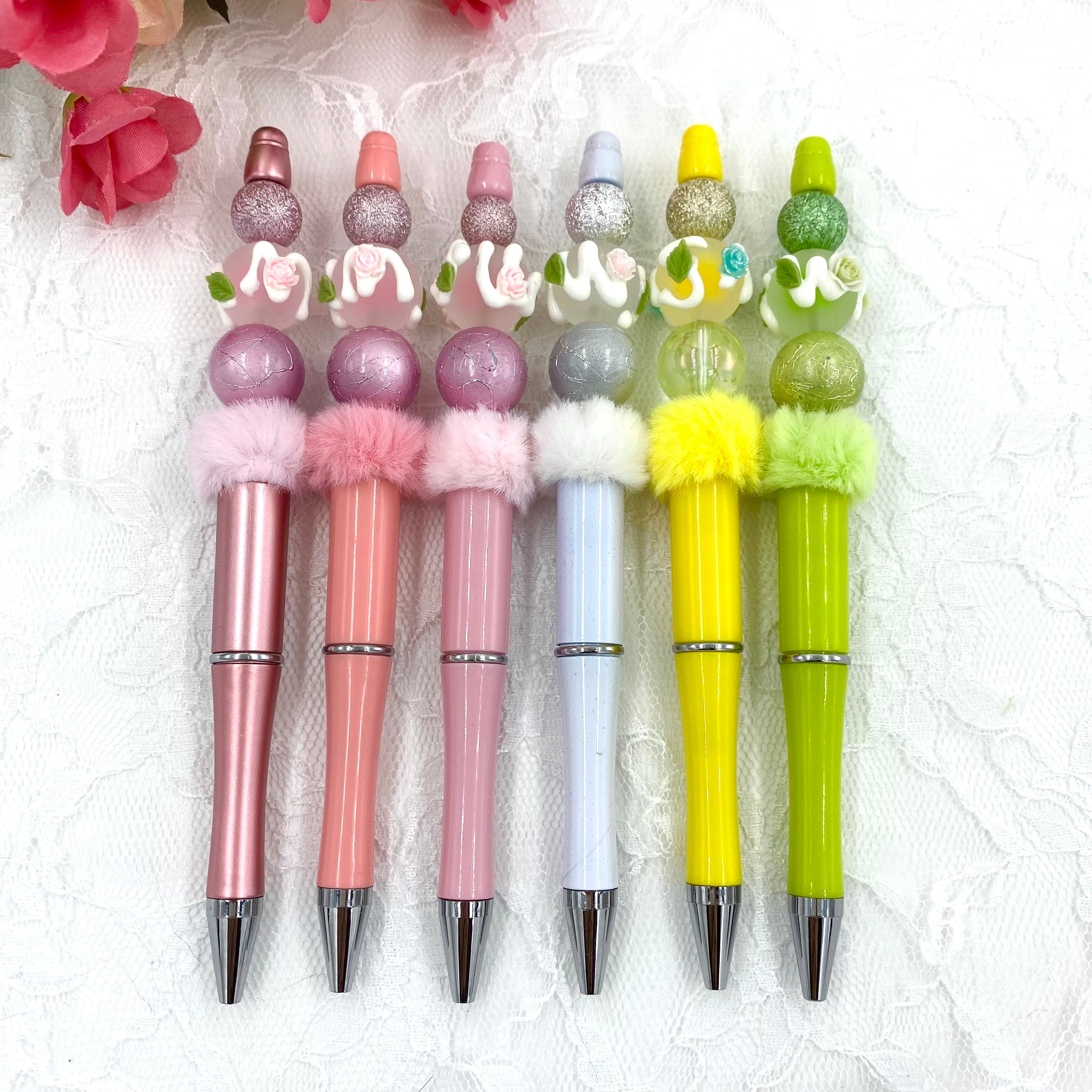 182 カスタムボールペン完成品 手書き蓄光薔薇パーツビーズボールペン