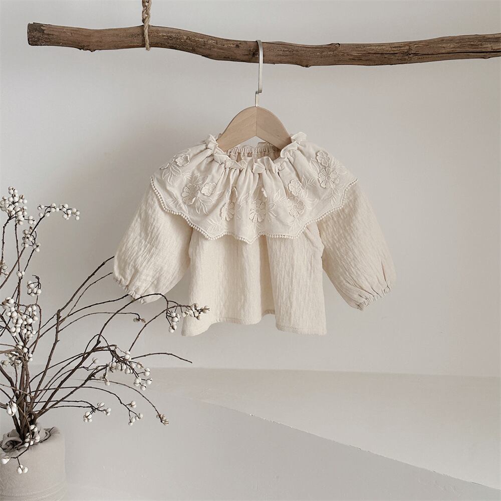 【BABY】韓国風 フリル花柄シャツ