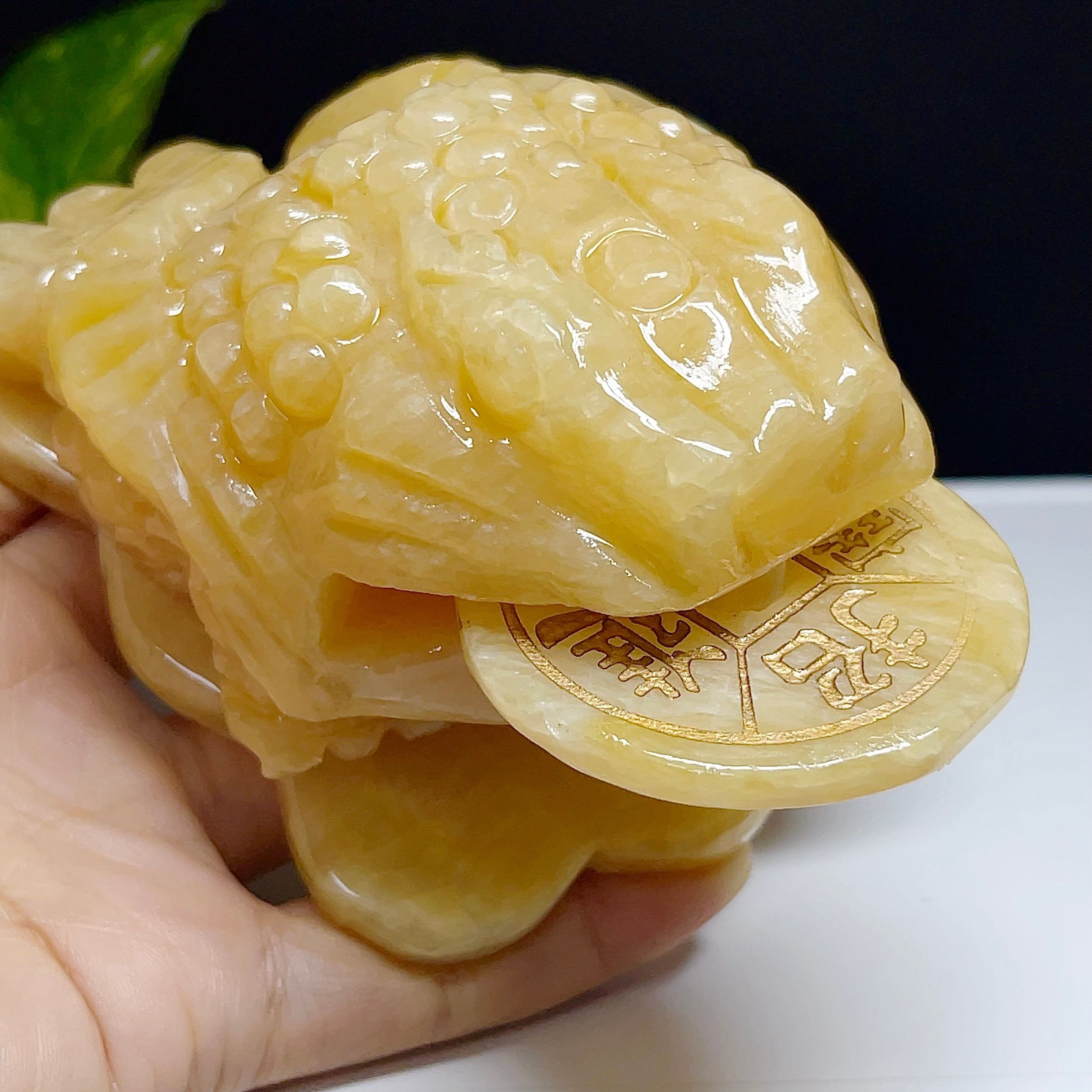 超美品】三本足の蛙銭蛙金蟾三脚蛙カルサイト彫刻置物天然石1