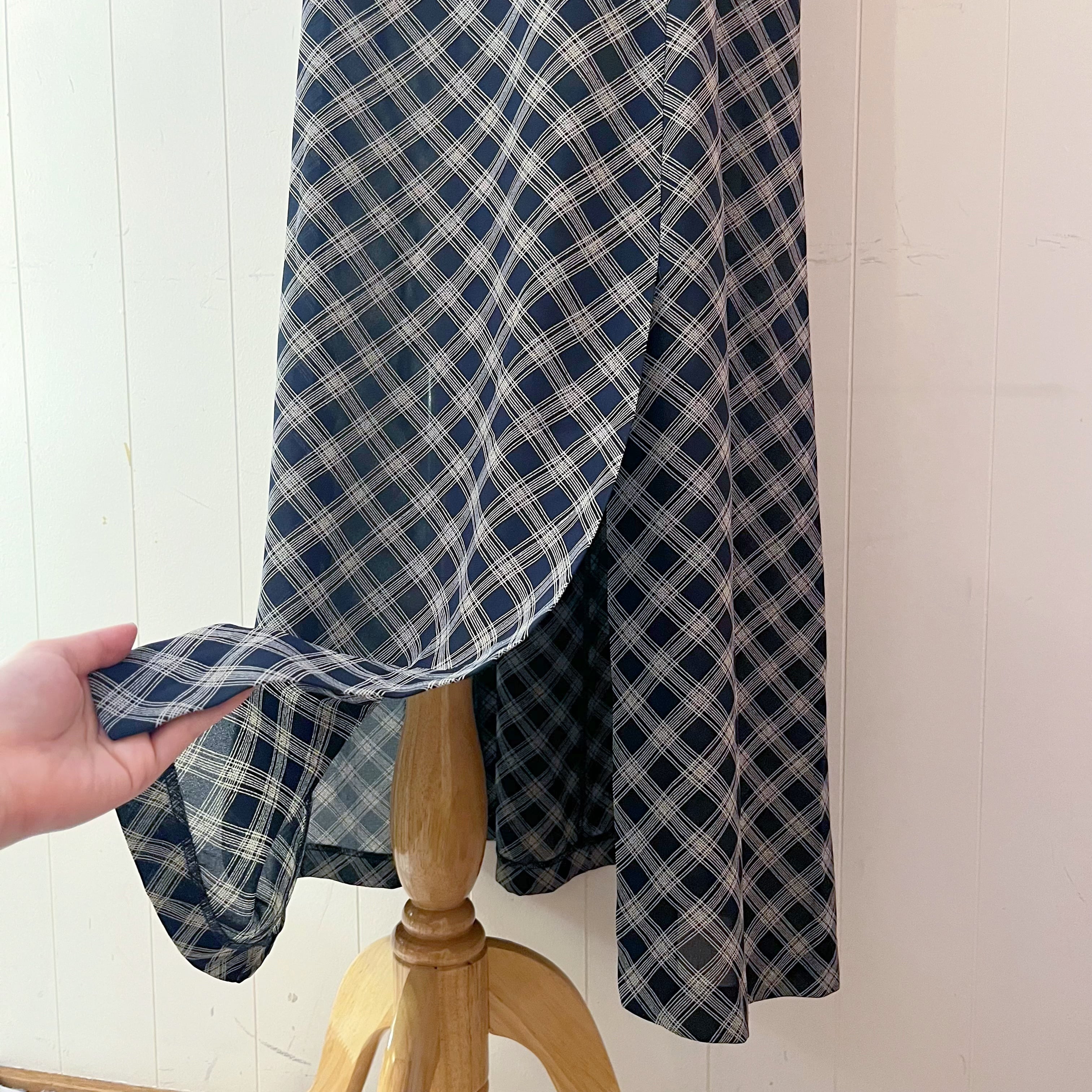 navy plaid sleeve less one-piece