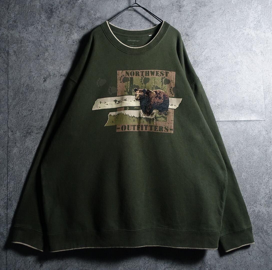 “craft&barrow” Green Bear Embroidery Design Sweat