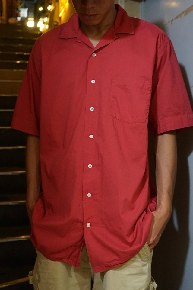 ［00s］Polo Ralph Lauren Red Solid Open Collar Camp Collar Short Sleeve Shirt