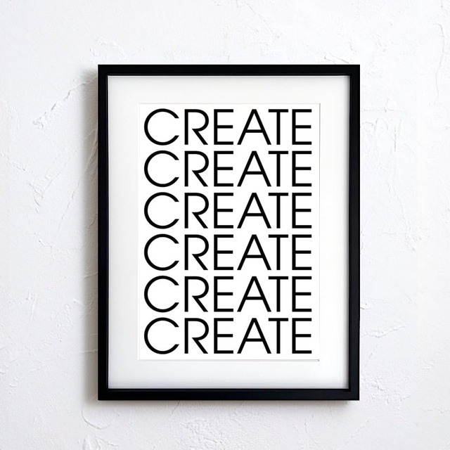 CREATE｜北欧モダン シンプル タイポグラフィ ポスター インテリア アート  おしゃれ 壁飾り 白黒デザインA3ポスター