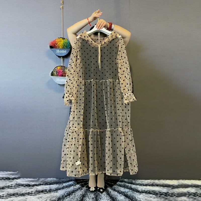 サマー薄手スタイルロングフードシフォンジャケット 半袖スリーブドレス ショート ハーフスリーブ 大きめサイズ 夏物 ミックスインファッション24149392555