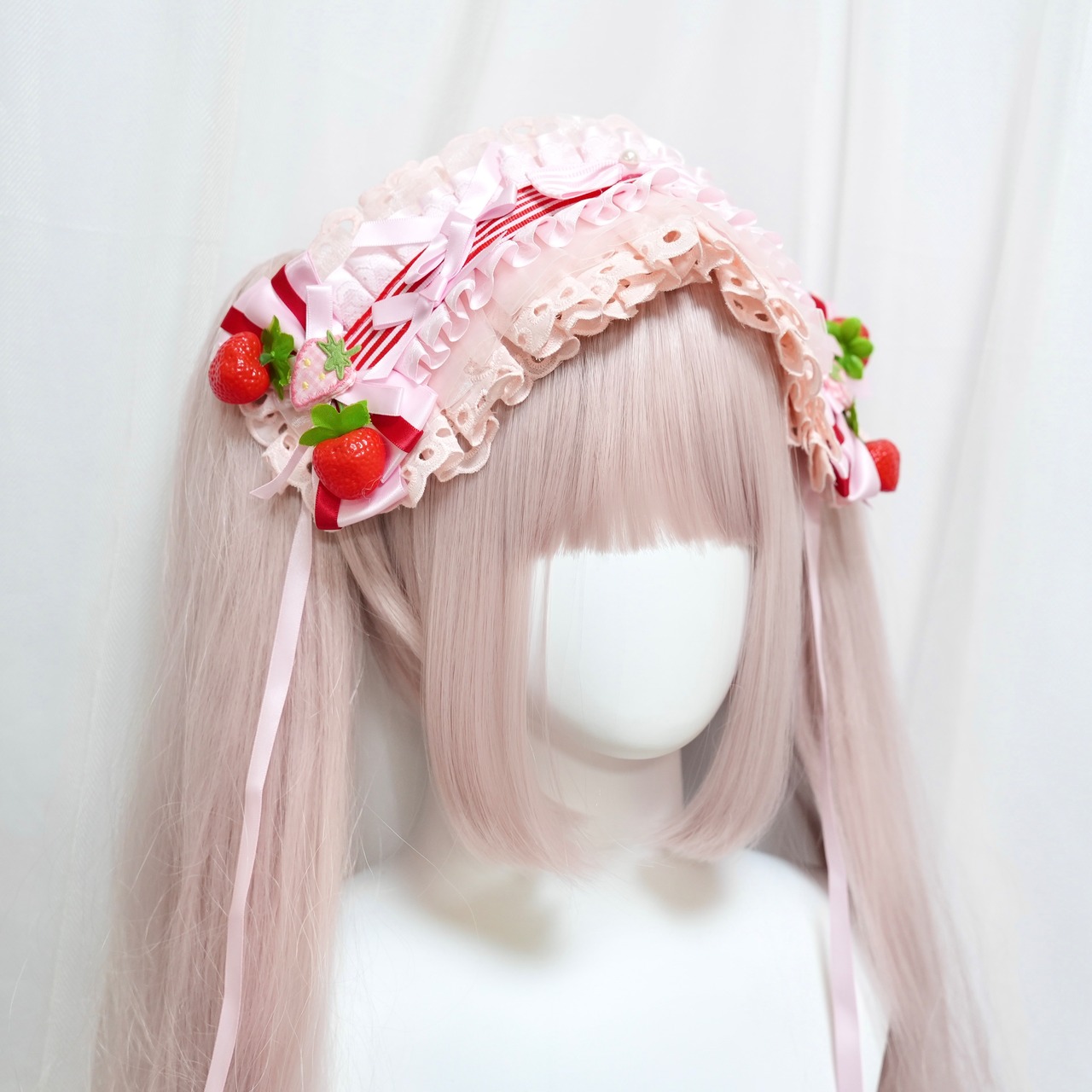 ♡【はじめてセット】ストロベリーパフェ ヘッドドレス&お袖留め3点セット ♡
