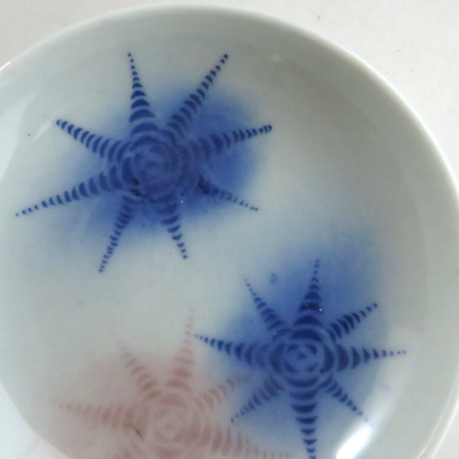 染付 印判 小皿 手塩皿 6枚 その1 銘 明治 大正 印判 星文 小皿