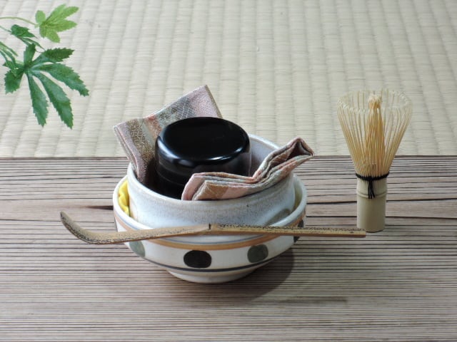 初めての茶道 小さなお道具セット 5点揃 古帛紗・包布・籠付 b11-o