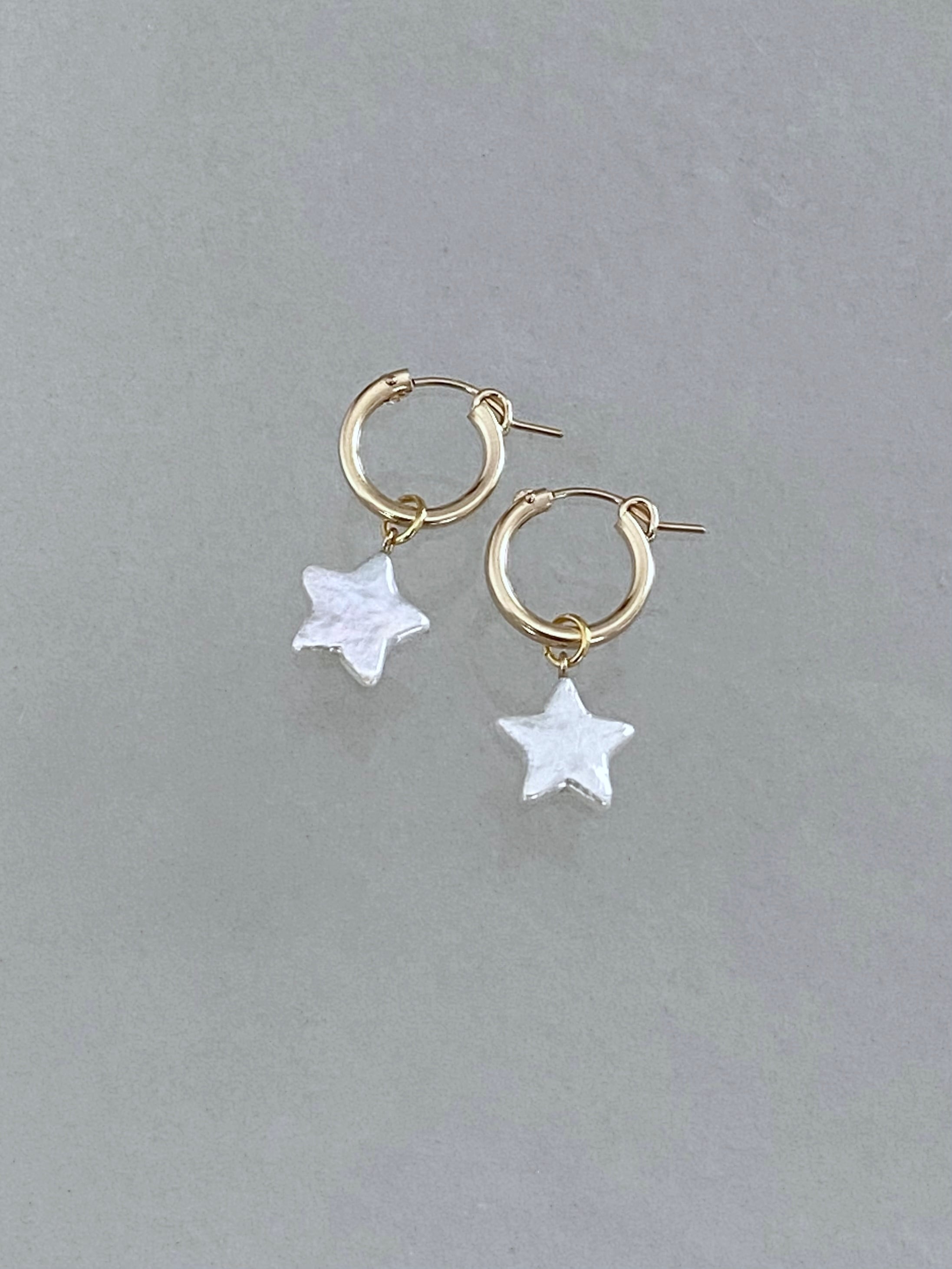 star pearl hoop earrings