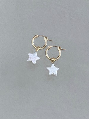 star pearl hoop earrings